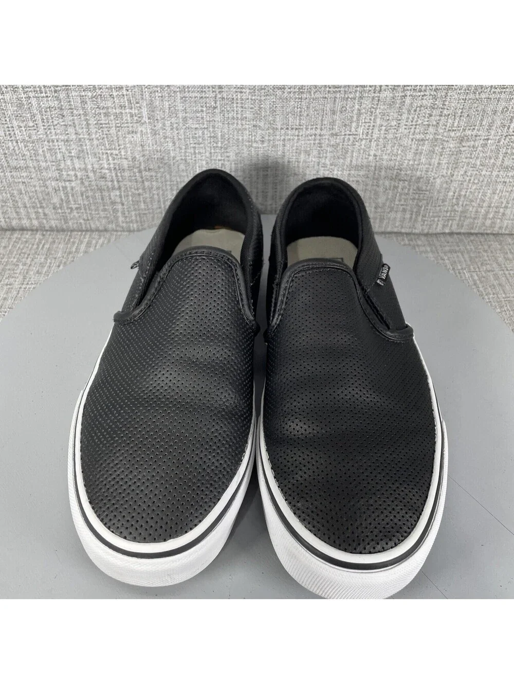 Vans Asher Perforated Slip On Sneaker Shoes Skate Loafers Black Size 6.5